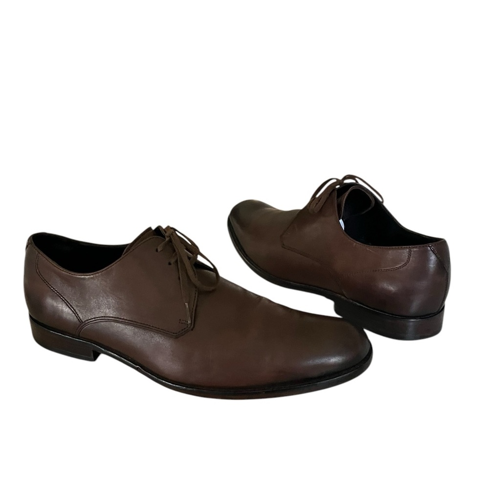 John Varvatos Luxe Oxford Brown Leather Plain Toe Dress Shoes Men’s Size 11 - Picture 9 of 16